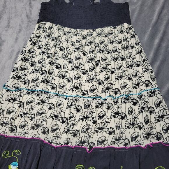 New Krista Lee Mini Womens Medium Dress Black Boho Tiered Sleeveless Embroidered - Picture 9 of 12